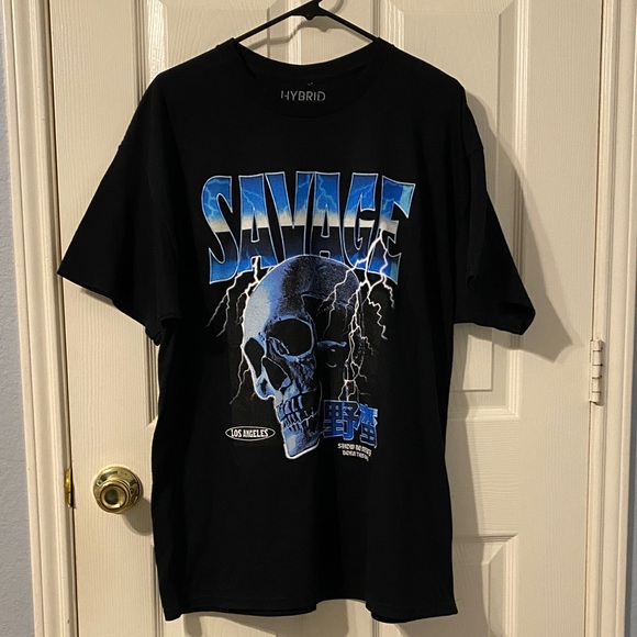 Hybrid & Company Black and Blue Graphic Tee - Picture 1 of 3